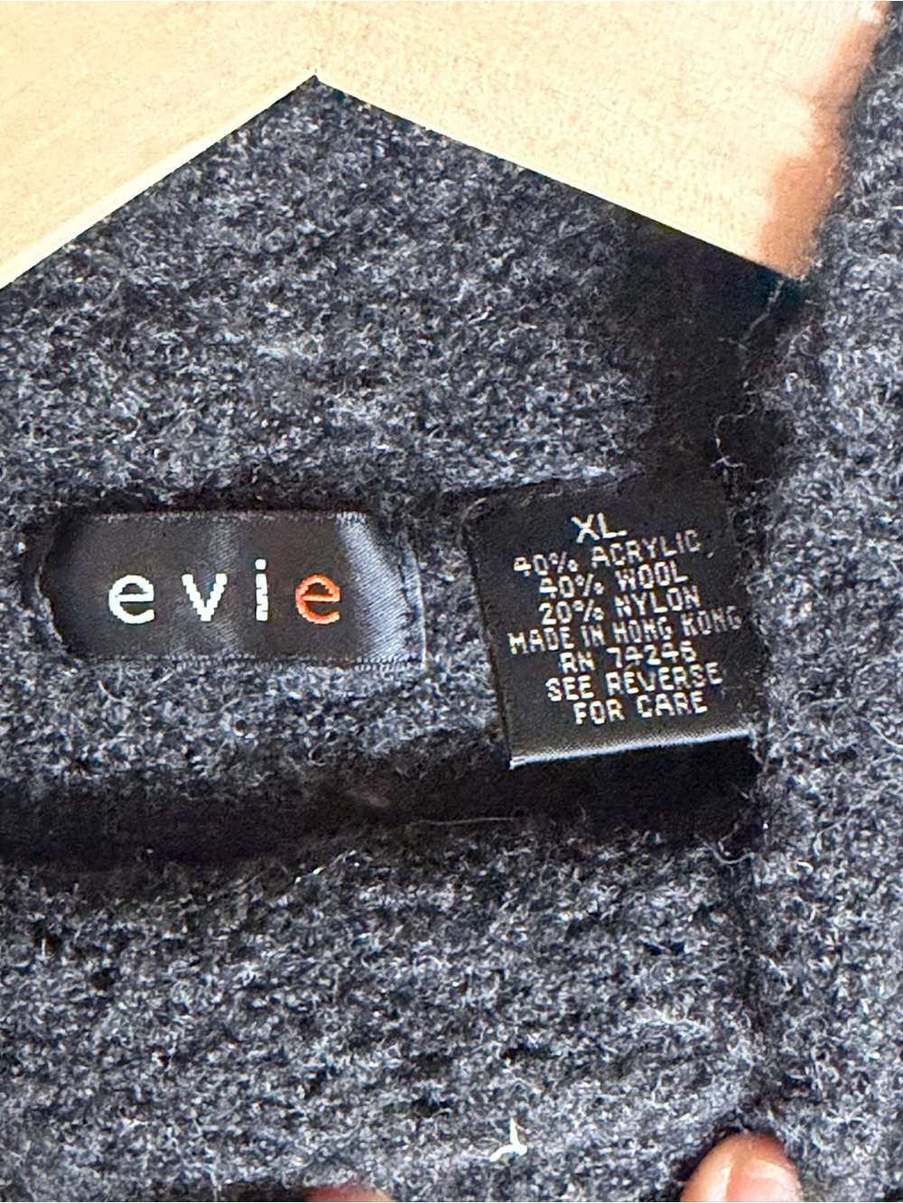 Evie Charcoal Gray Mock Neck Wool Blend Sweater XL - Picture 2 of 4